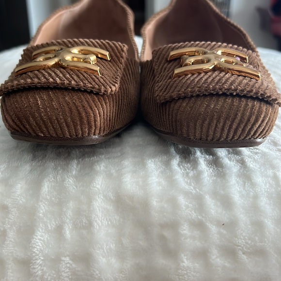 Sam Edelman Brown Corduroy Flats with Gold Emblem Size 10 - Picture 3 of 11